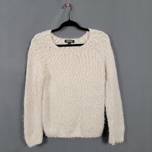 Buffalo David Bitton Textured Bouclé Knit Sweater Cozy Neutral Crew Neck